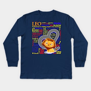 Leo Symbol Personality Traits cute Zodiac Sign T-Shirt Kids Long Sleeve T-Shirt